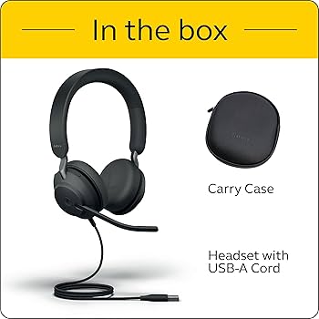 Amazon.com: Jabra Evolve2 40 UC Wired Headphones, USB-A, Stereo