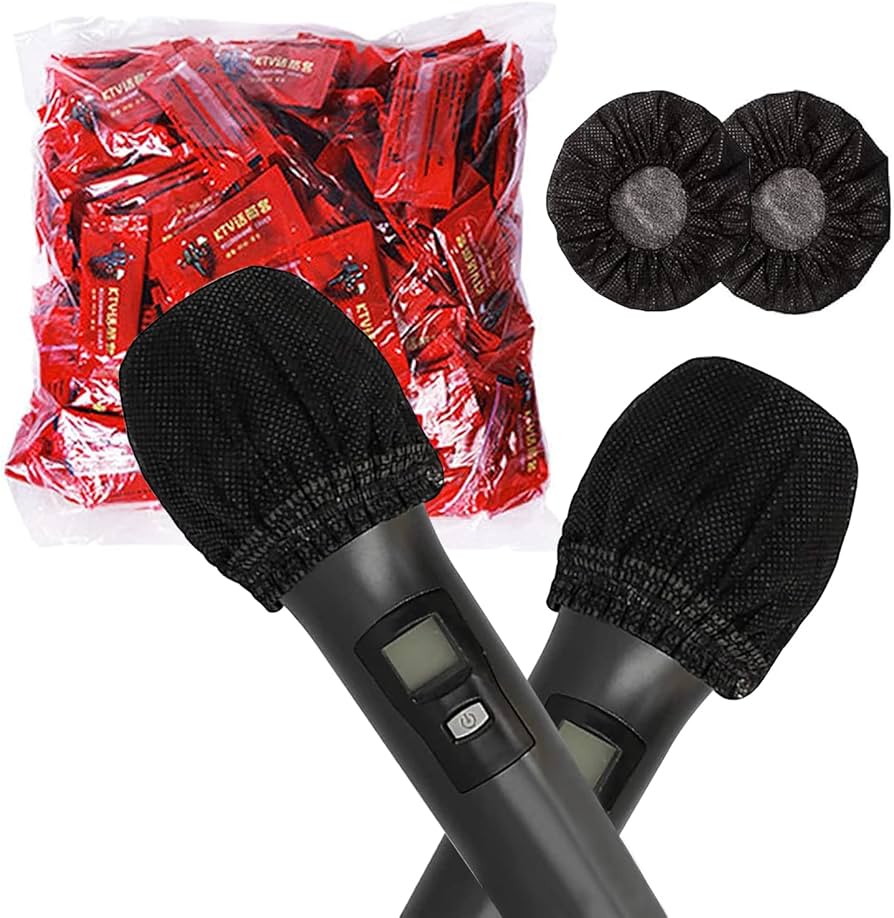 Amazon | 【100個入】マイクカバー 使い捨て 不織布 衛生的 抗菌 飛沫