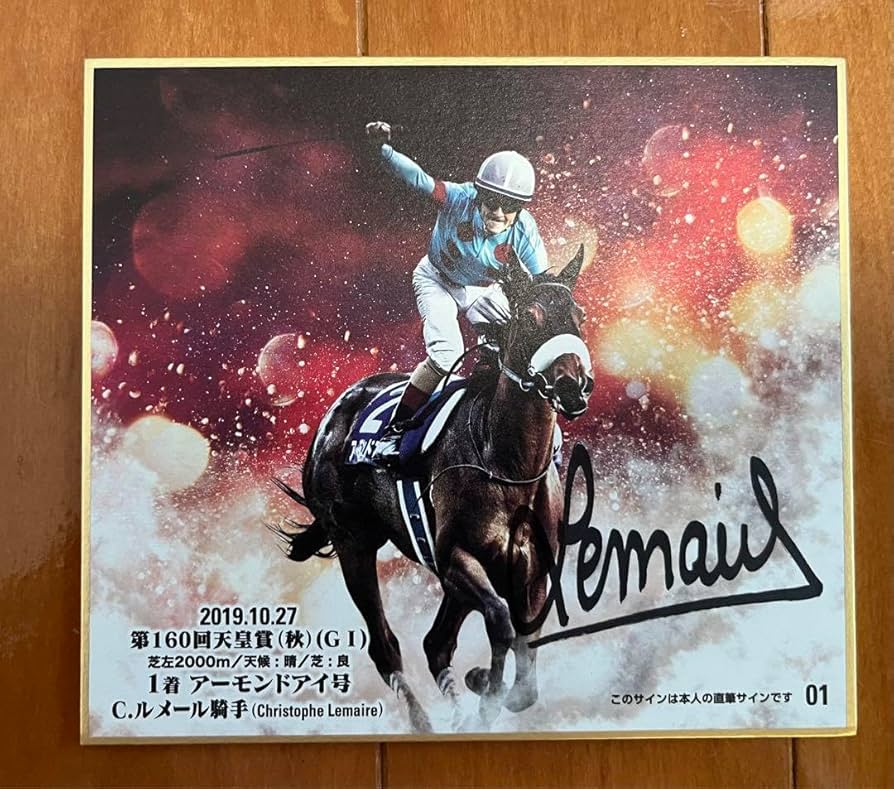アーモンドアイミニゼッケン2019天皇賞・秋 ルメール騎手直筆サイン