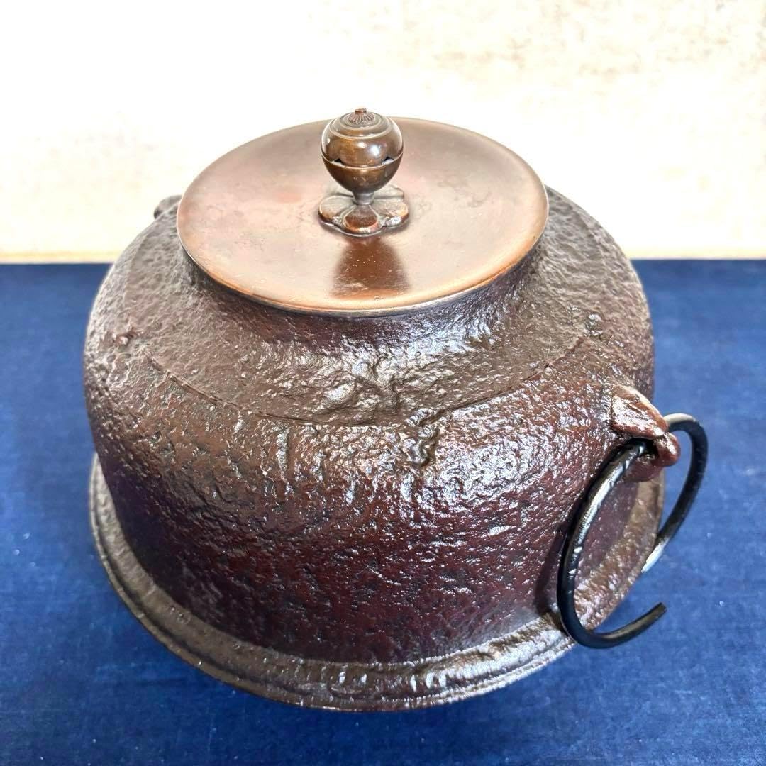 茶釜 菊池匠直作 唐銅大西風爐 風炉釜 共箱 【美品】