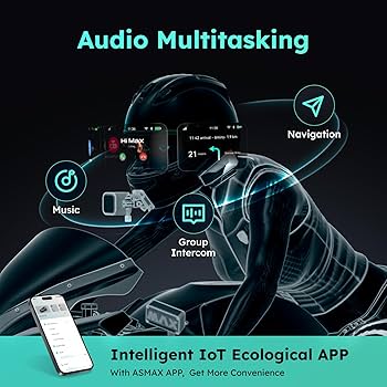 Amazon.com: ASMAX F1 Motorcycle Bluetooth Headset With Smart Voice