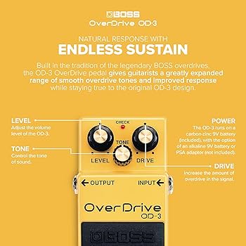 Amazon | BOSS OverDrive OD-3 黄色 | ディストーション・オーバー