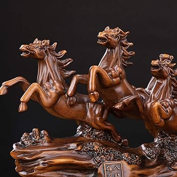 Amazon.co.jp: 動物の像の飾り 風水 八頭の馬の置物 彫刻 繁栄の魅力