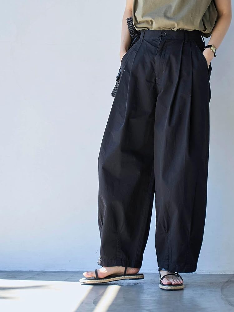 7440 37 1 プリーツ9部丈カーブランタンパンツ ワイドパンツ