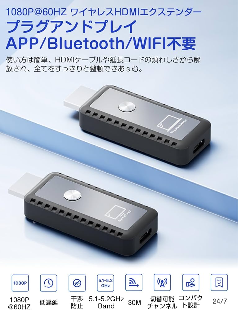 Amazon.co.jp: ワイヤレスHDMI 無線 送受信機セット拡張モード 4台増設