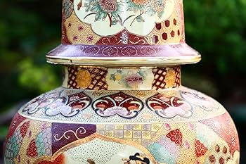 薩摩焼 特大78cm 花瓶 金彩色絵 飾壺 大壷 金襴手 美人画 中国古玩