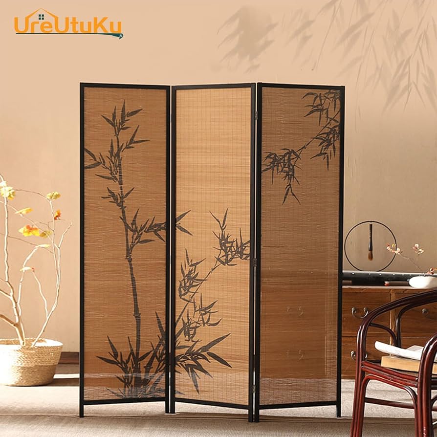 刺繍 デザイン的な屏風間仕切り191.5cm×44cm パーテーション 刺繍