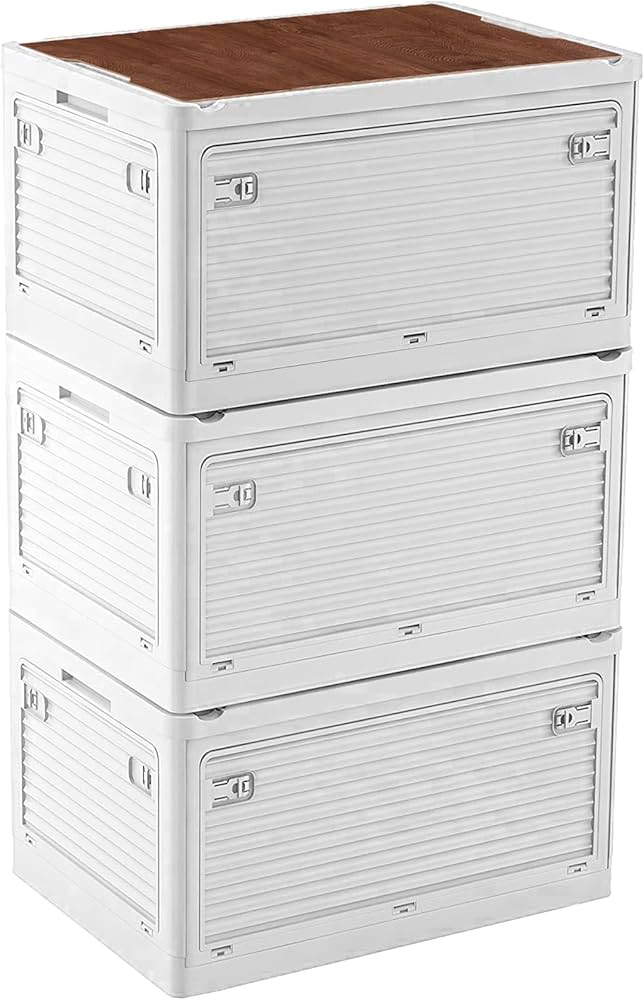 Amazon｜X XUNTAO【収納ボックス 折り畳み】収納ケース 木製の蓋付き