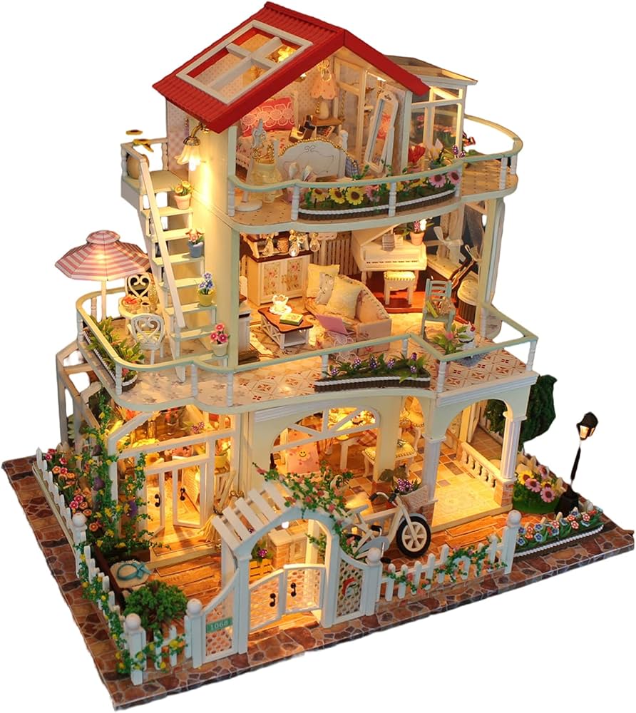 Amazon.co.jp: ビッグヴィラDIYミニチュアドールハウスキット、大人の