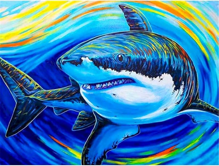 Amazon.co.jp: 数字による油絵の具 サメのアクリル絵の具 数字による