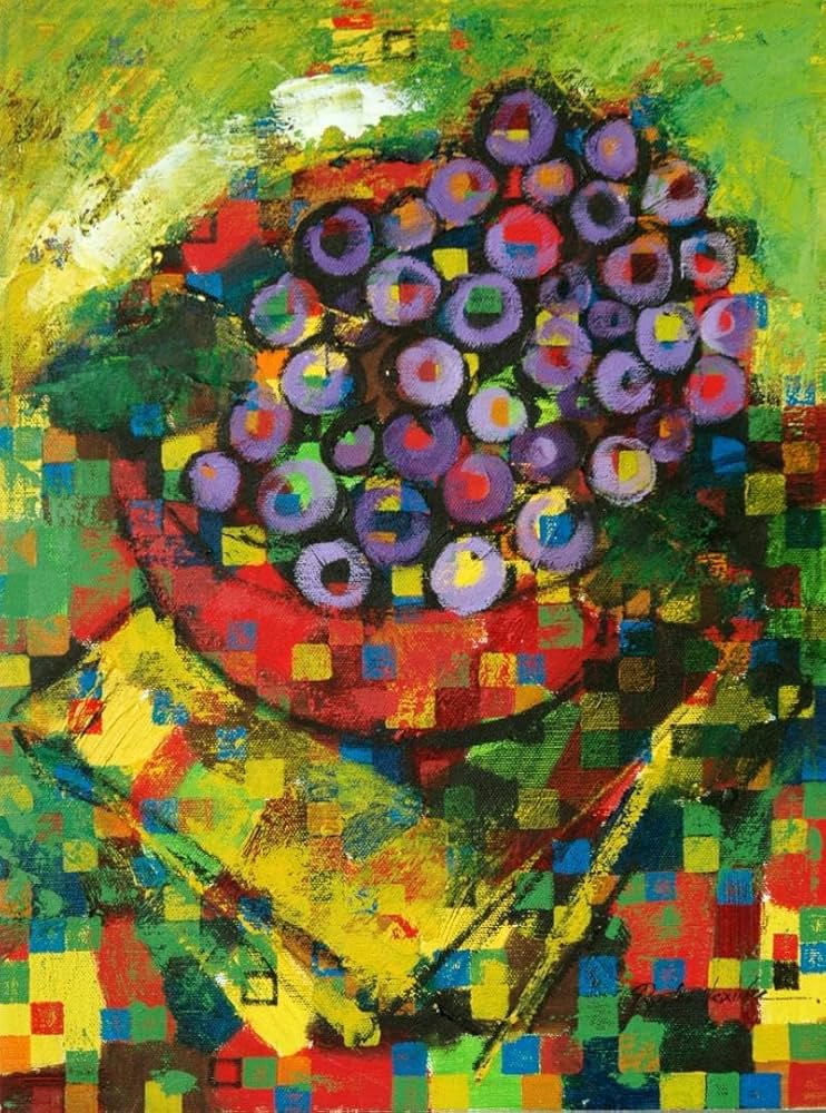 絵画 インテリア 額付(白) 油絵 uF6-062004 静物 果物と器 絵画