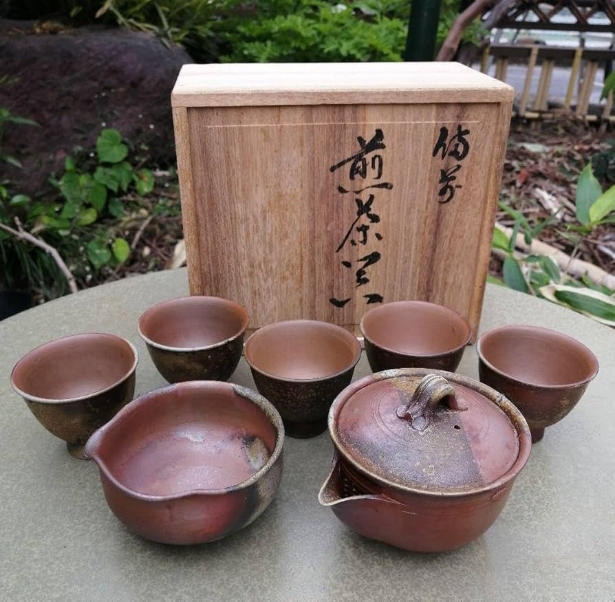 備前焼 松園 宝瓶 茶器 揃 未使用 備前焼 松園 宝瓶 茶器 揃 未使用