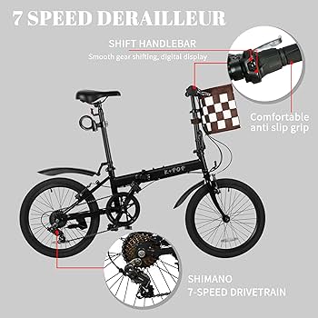 Amazon.com : 20 Inch Folding Bike for Adults, 7 Speed Foldable