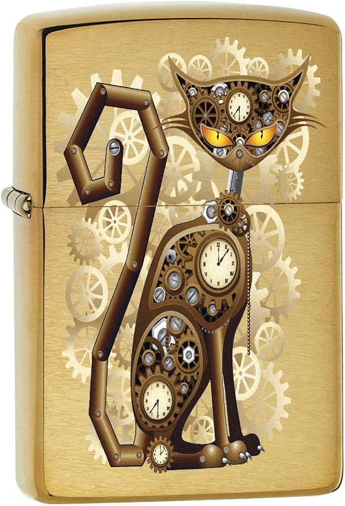 Amazon.co.jp: ジッポーライター:スチームパンクキャット - つや消し