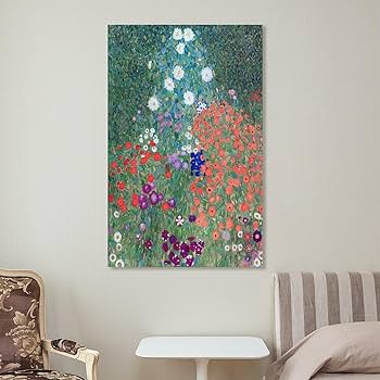 キャンバス油絵 専用 黒猫ガーデン 3 クリムト風フラワーガーデン