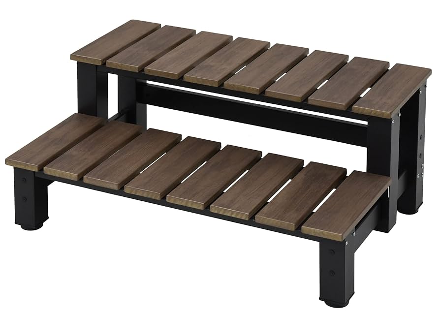 迅速発送】山善 踏み台2段 幅73×奥行51.5×高さ32.5cm 人気 アルミ縁台