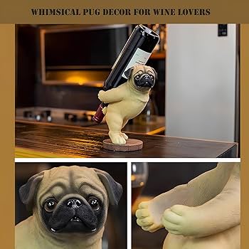 Amazon.co.jp: パグ犬の像 ワインボトルホルダー 卓上カウンタートップ