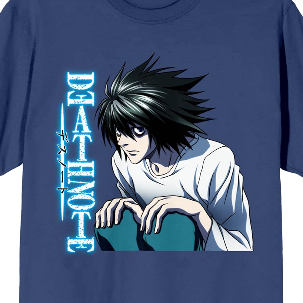 Amazon.com: Death Note L Main Art Crew Neck Short Sleeve Navy