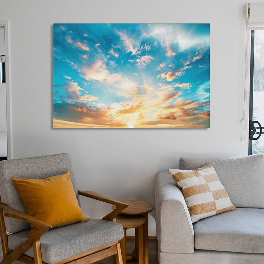 絵画 インテリア 絵 額付（黒）油絵 F6-030707 雪景色 朝陽 夕陽 絵画