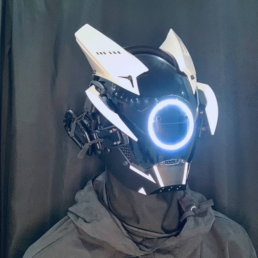 Amazon | サイバーパンクマスク ライト付き フルフェイス 近未来的