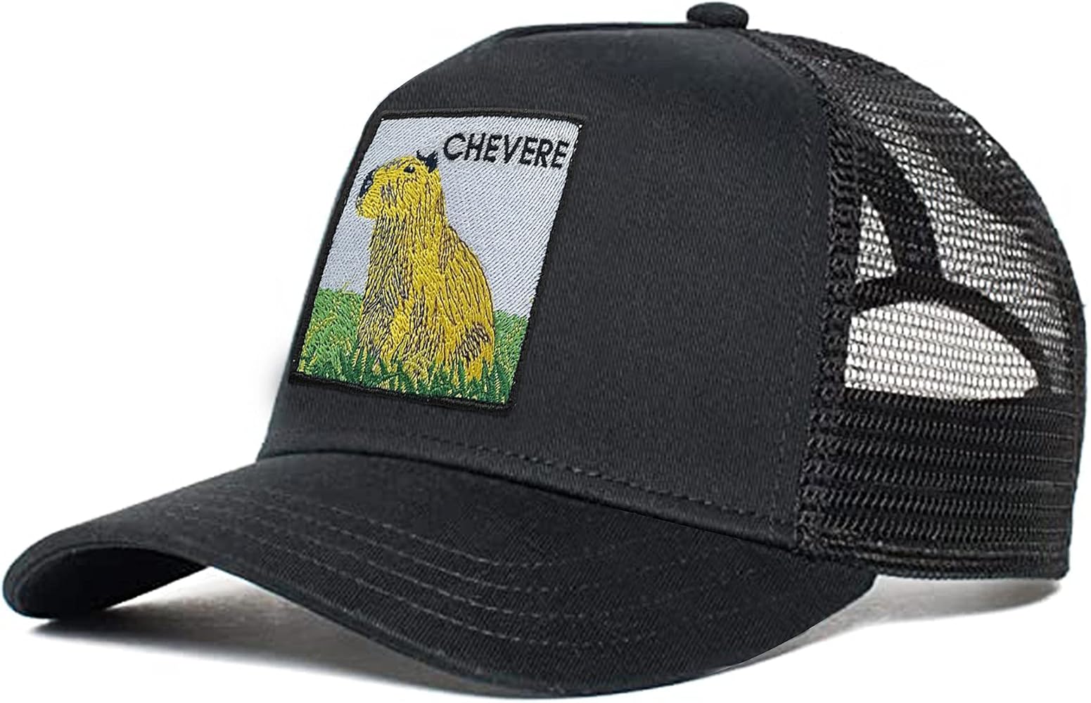 Z Zelvox, Adjustable Snapback Mesh Trucker Hat, Capybara Black Cap
