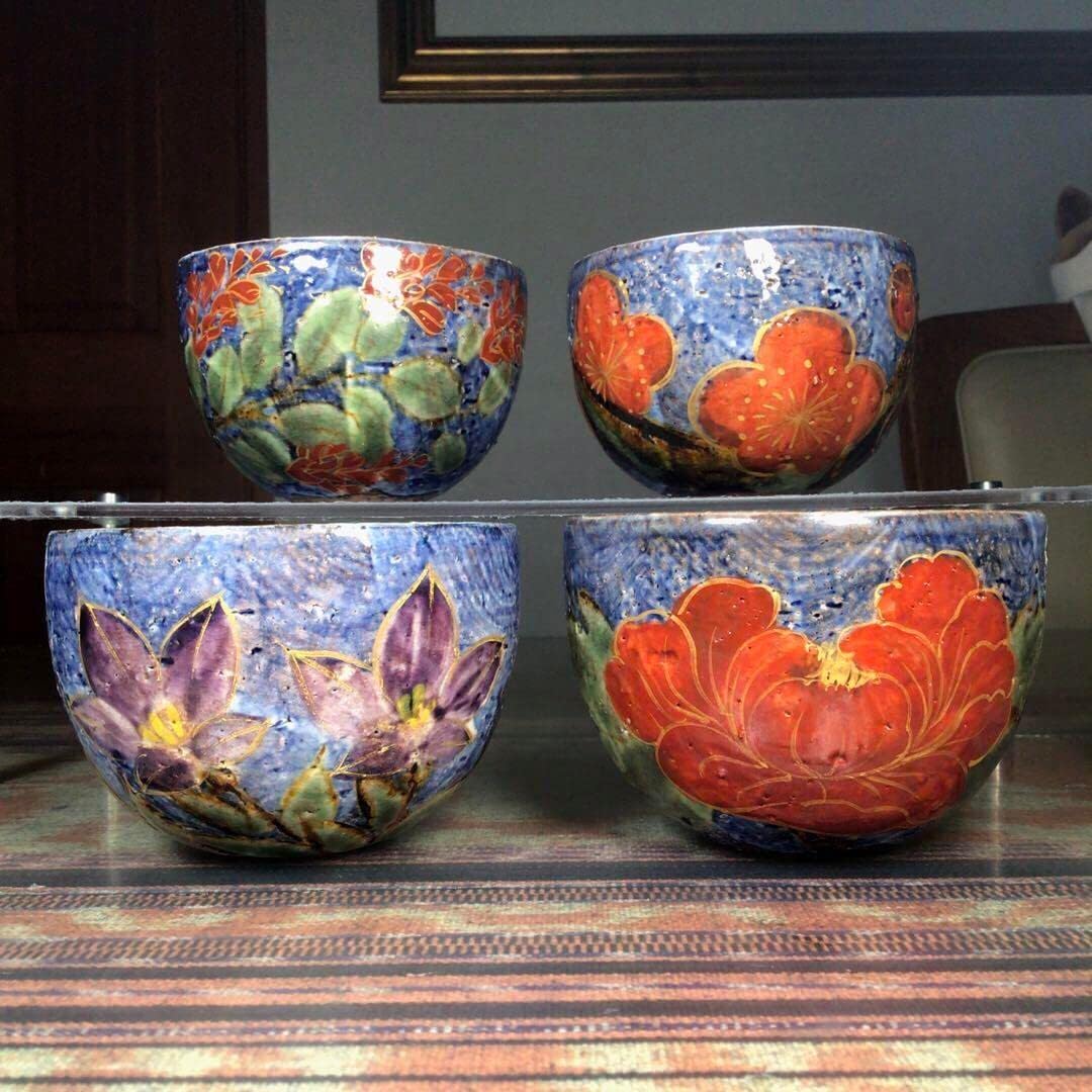 茶碗□黄瀬戸釉 清水焼 青嵐 筒型 筒茶碗 抹茶碗 京焼 共箱 お茶道具