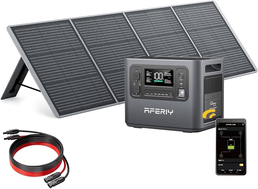 Amazon.co.jp: AFERIY 2400 ポータブル電源 セット 200W 太陽光発電