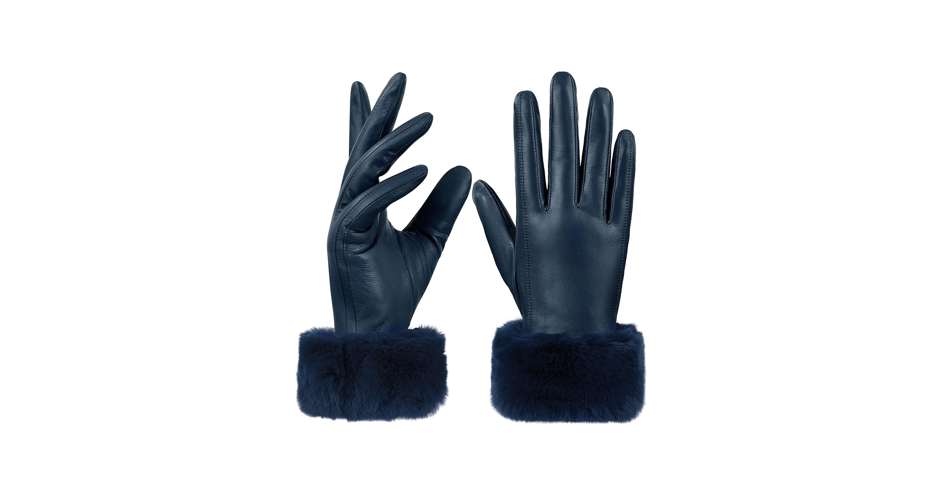 Amazon.com: GSG Women Leather Gloves Rabbit Fur Cuff Touchscreen