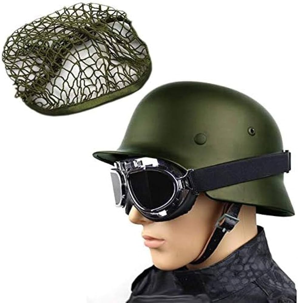 Amazon.co.jp: WW2 ドイツ M35 スチールヘルメット ネットとゴーグル