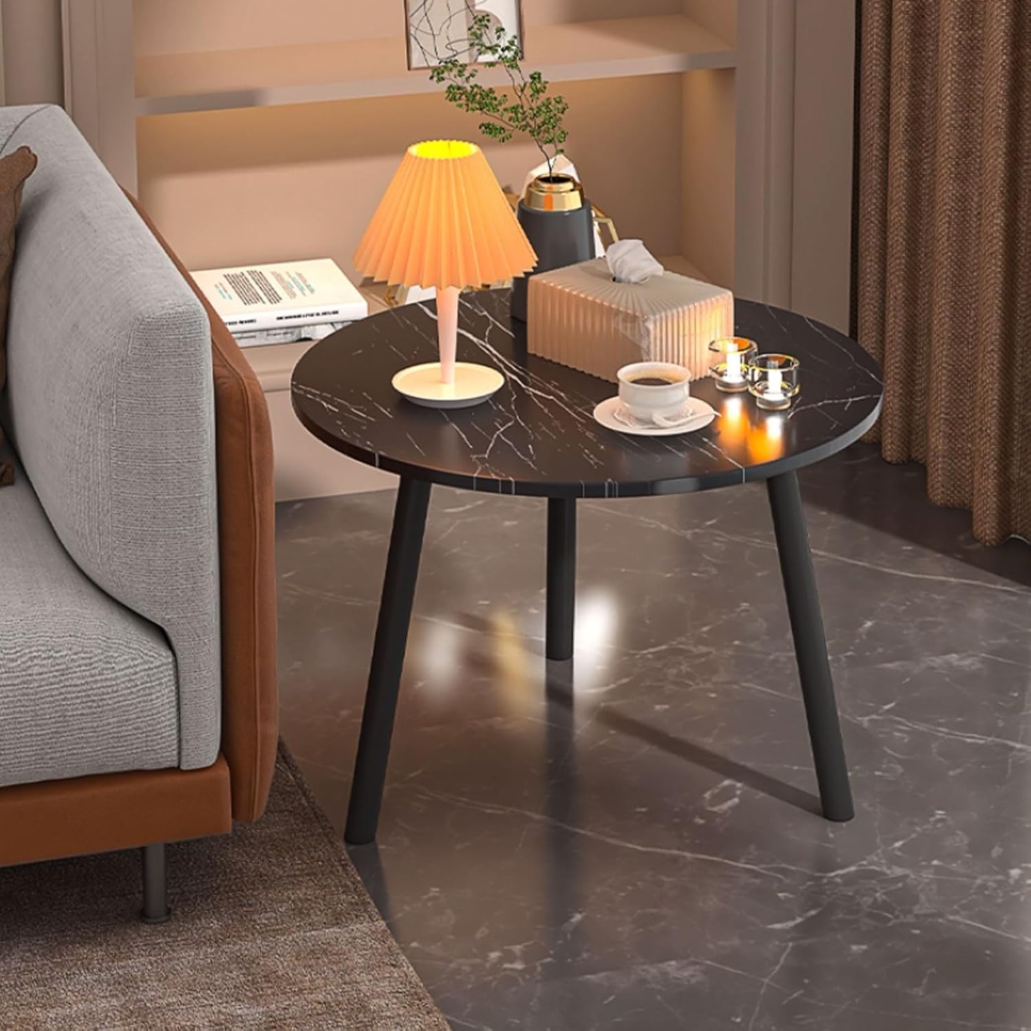 FOUBAM ラウンドコーヒーテーブル 2個セット ラウンド木製ネスト