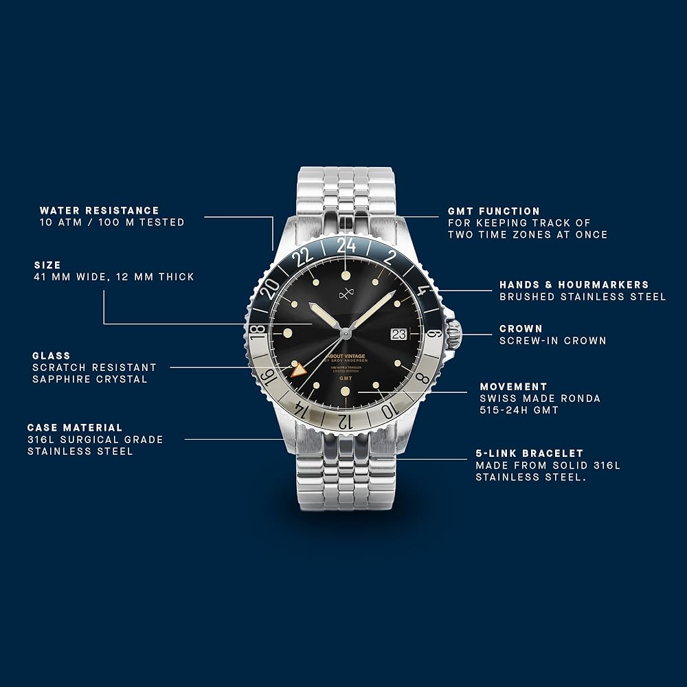 Amazon.com: About Vintage 1982 GMT World Traveler Watch for Men