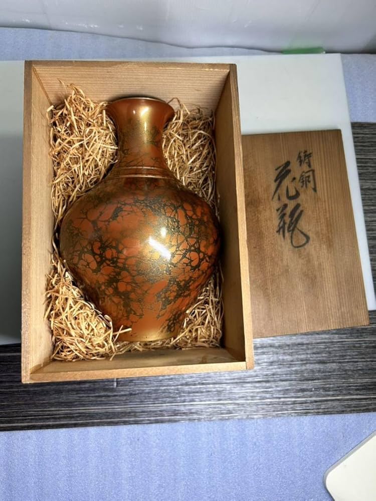 尚美堂 宏春造 瑞雲 鋳銅 花瓶 重さ5.2kg 共箱 銅器 793 尚美堂 宏春造
