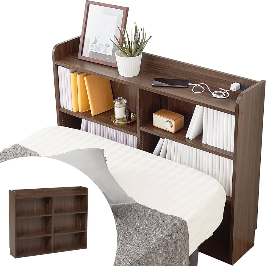 Amazon.co.jp: 萩原 ヘッドボード 後付け 本 収納 大容量 【1㎝間隔で