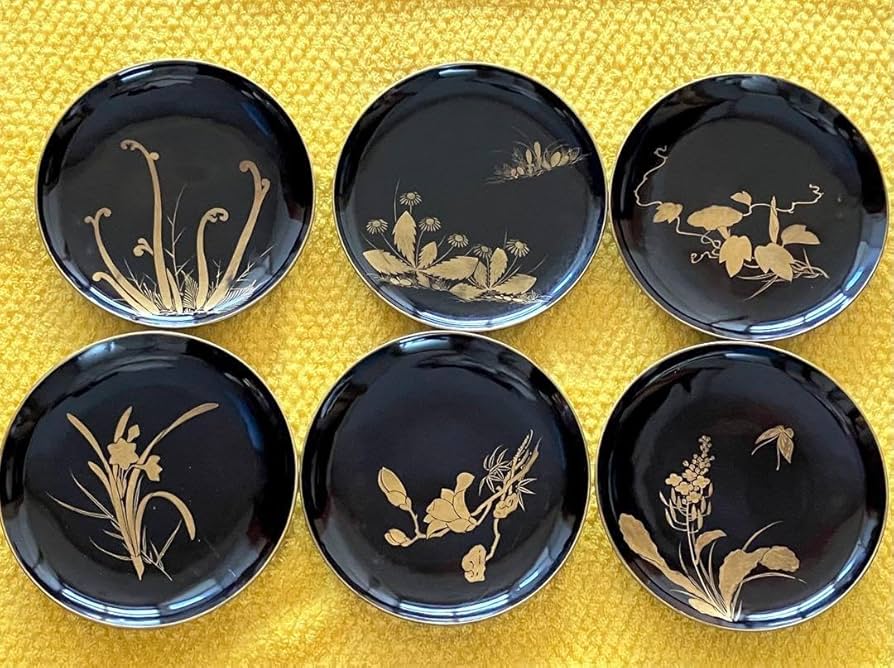 Amazon.co.jp: ノーブランド品江戸後期漆器蒔絵銘々皿アンティーク骨董