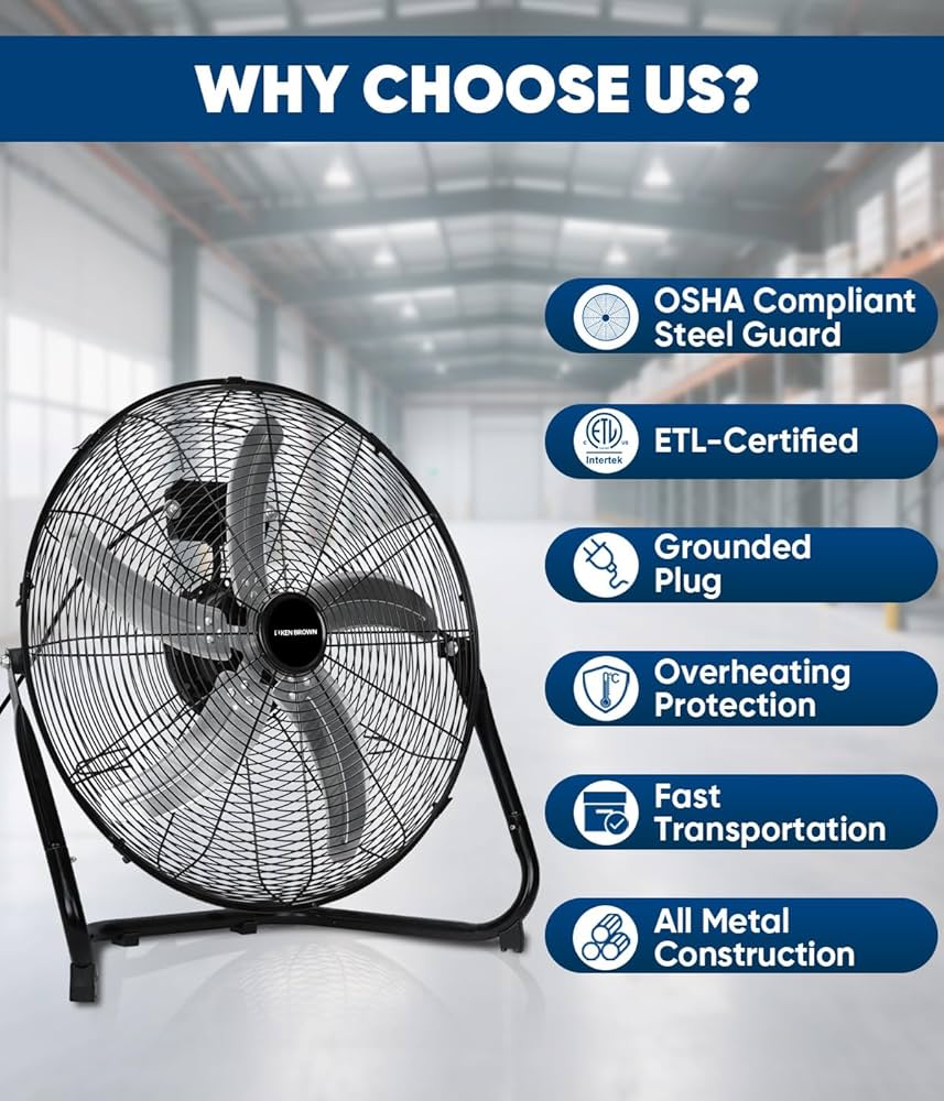 Amazon.com: KEN BROWN 20 Inch High Velocity Floor Fan, Industrial