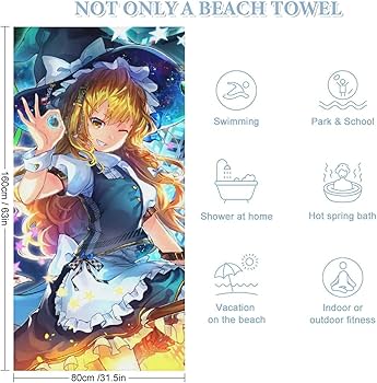 Amazon｜バスタオル 東方シリーズ 博麗霊夢 霧雨魔理沙 かわいい 大判