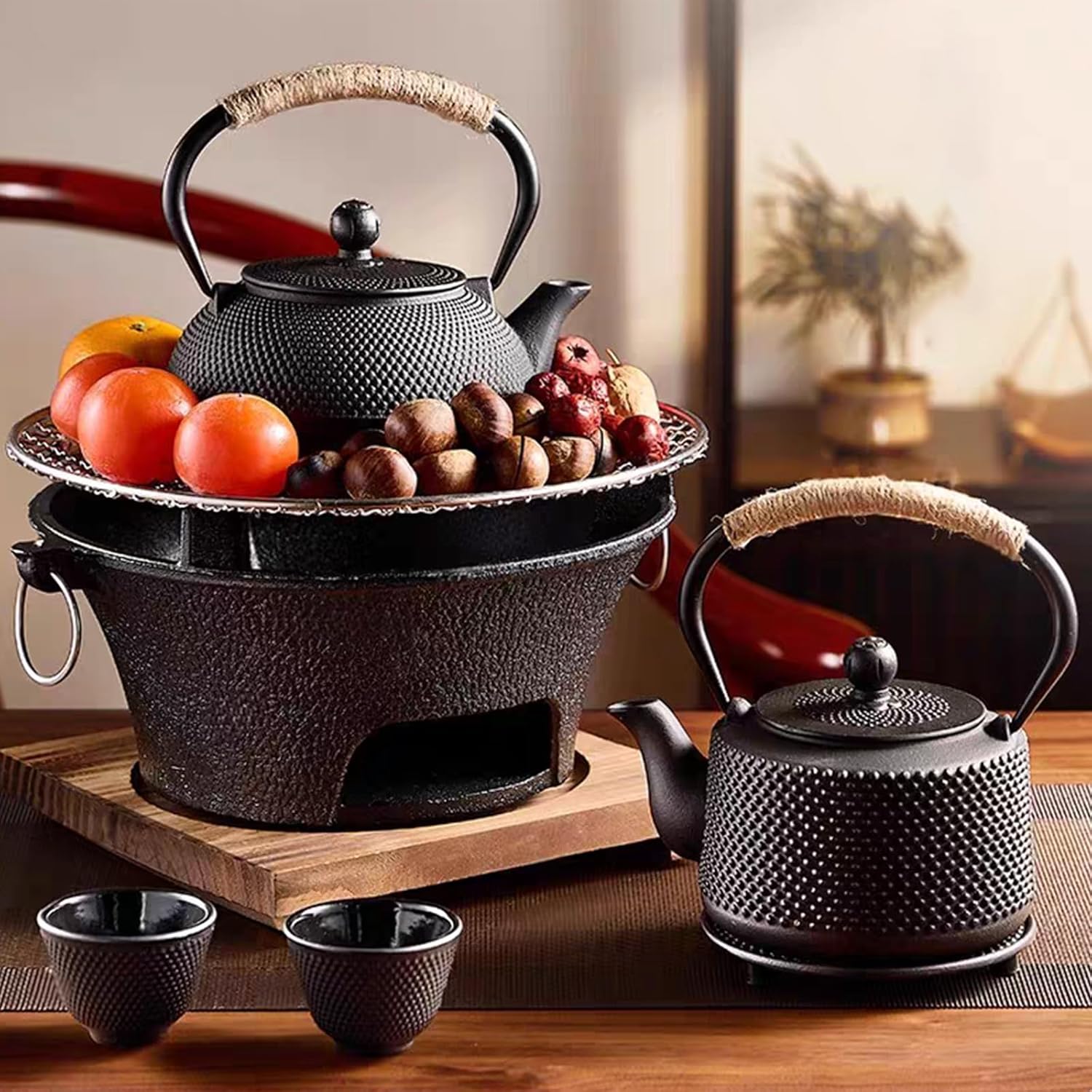 未使用 茶道具 利休好写し 桐 丸卓 組み立式 元箱 茶道具 利休