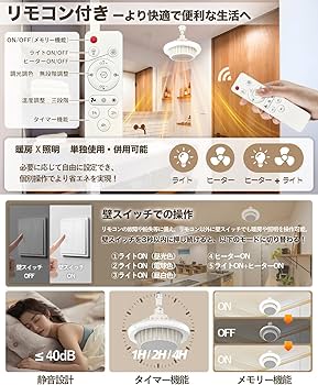 Amazon | 【暖房＆照明】TENKOO&YOU 電気ファンヒーター ヒーター 吊り