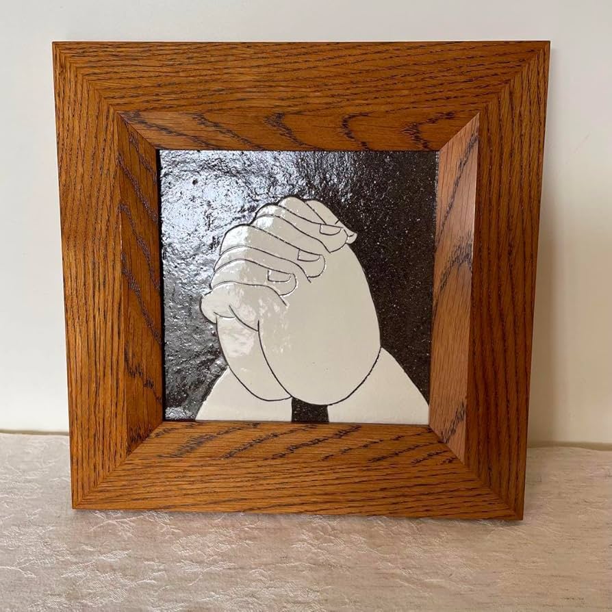 公式 岩井窯 山本教行さんの陶板 祈り（箱付き） 岩井窯 山本教行 陶板