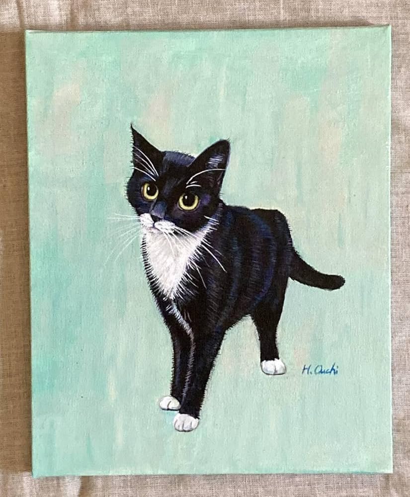 アクリル画 絵画 【黒猫のおなかのなか】額縁なし アクリル画 絵画