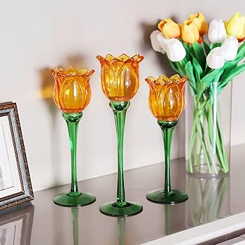 Amazon.co.jp: VOHO オレンジチューリップキャンドルホルダー 春の装飾