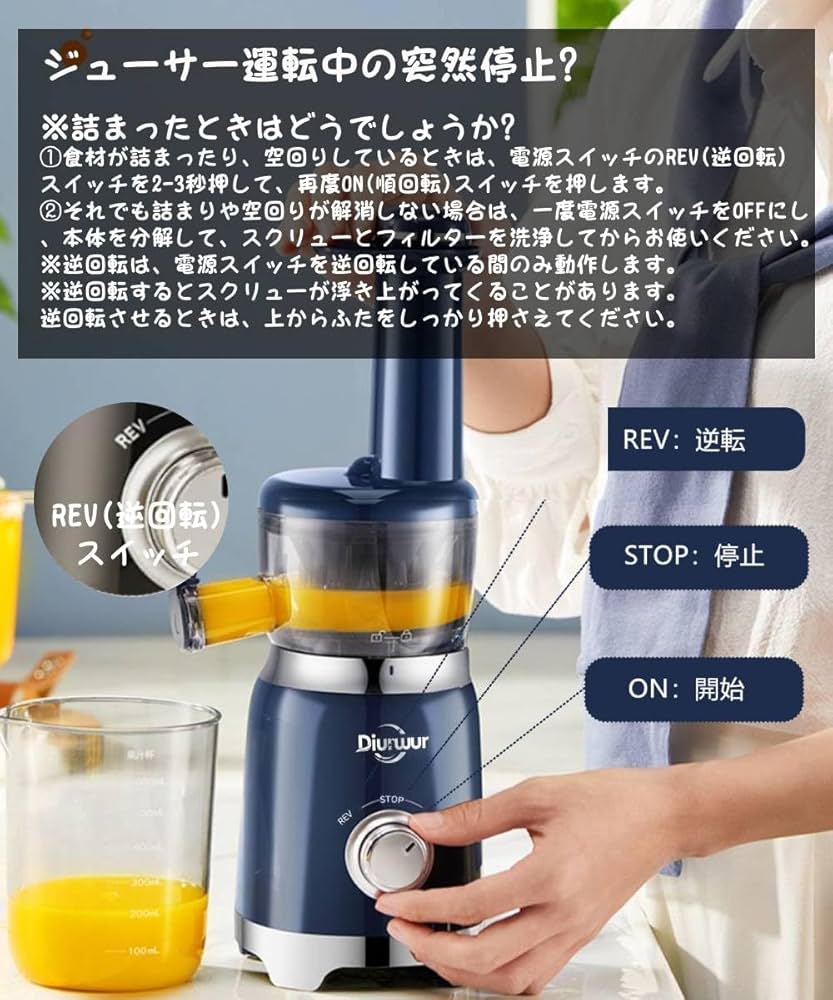 Amazon.co.jp: スロージューサー 低速ジューサー Diurwur ミニ 搾り