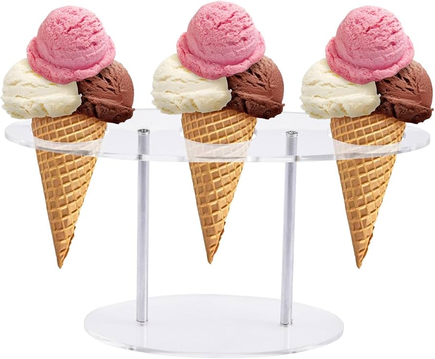 Amazon｜アイス クリームの陳列台 | 3 穴容量のアイス クリーム コーン