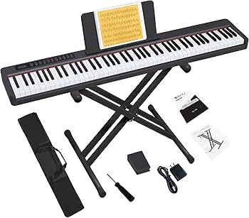 Amazon | KIMFBAY 電子ピアノ 88鍵盤スタンド付き 軽量 ポータブル
