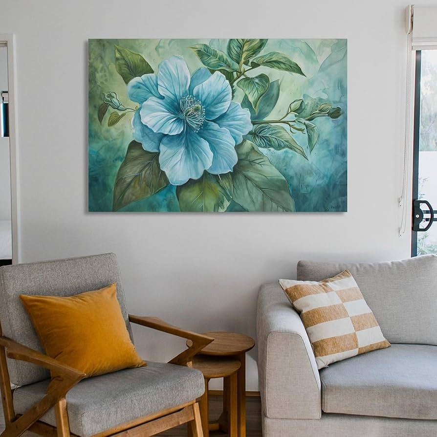 絵画 インテリア 絵 額付( 青緑＋金色の枠 )油絵 F4-091716 花 絵画