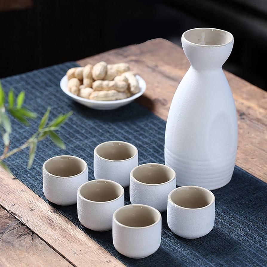 Amazon.co.jp: 7点セット 酒器セット セラミック 徳利 花柄 猪口