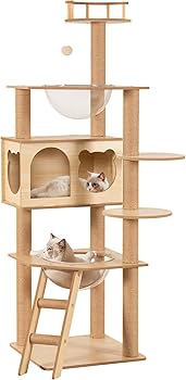 Amazon | WWI キャットタワー 猫タワー スリム 据え置き型 爪とぎ