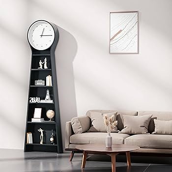 Amazon.com: Ryoko Space-Saving Floor Clock Bookcase, 5-Tier