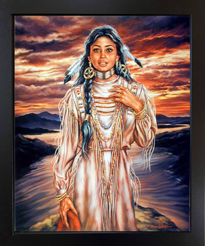 Amazon.co.jp: ネイティブアメリカンの夕暮れ 額入りアートプリント