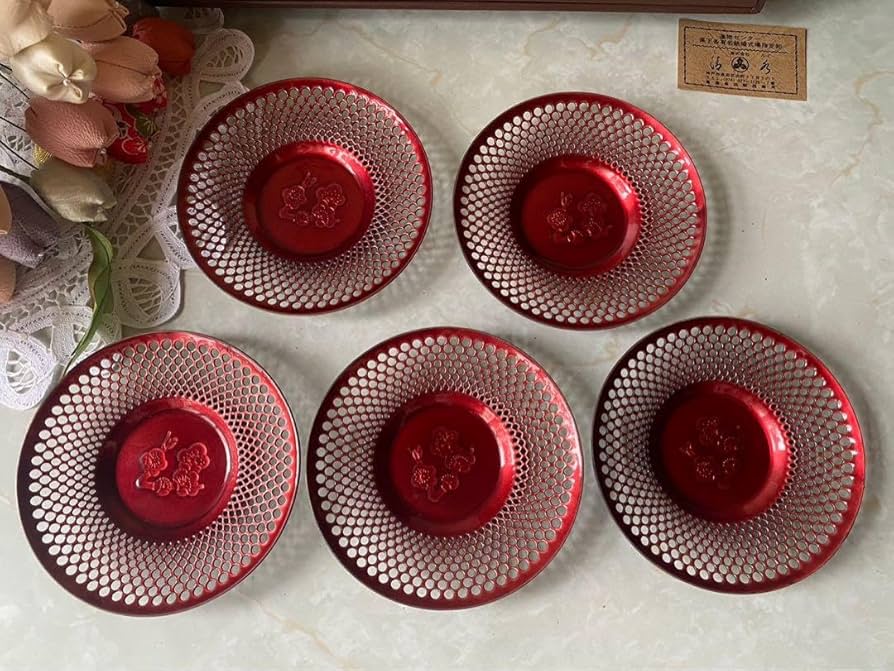 Amazon.co.jp: Linden 七宝焼 茶托 茶たく 純銅製 工芸品 5客 セット